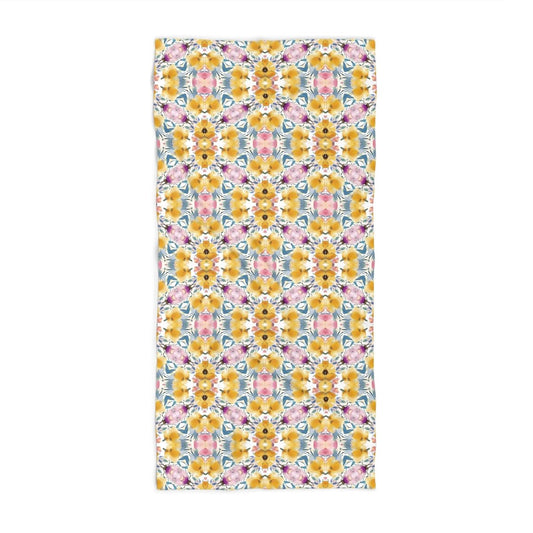 Aztec Floral Bows | Design 1 | Mirrored Watercolour | Beach Towel - Beach Towel - Piccolo Fiore Prints