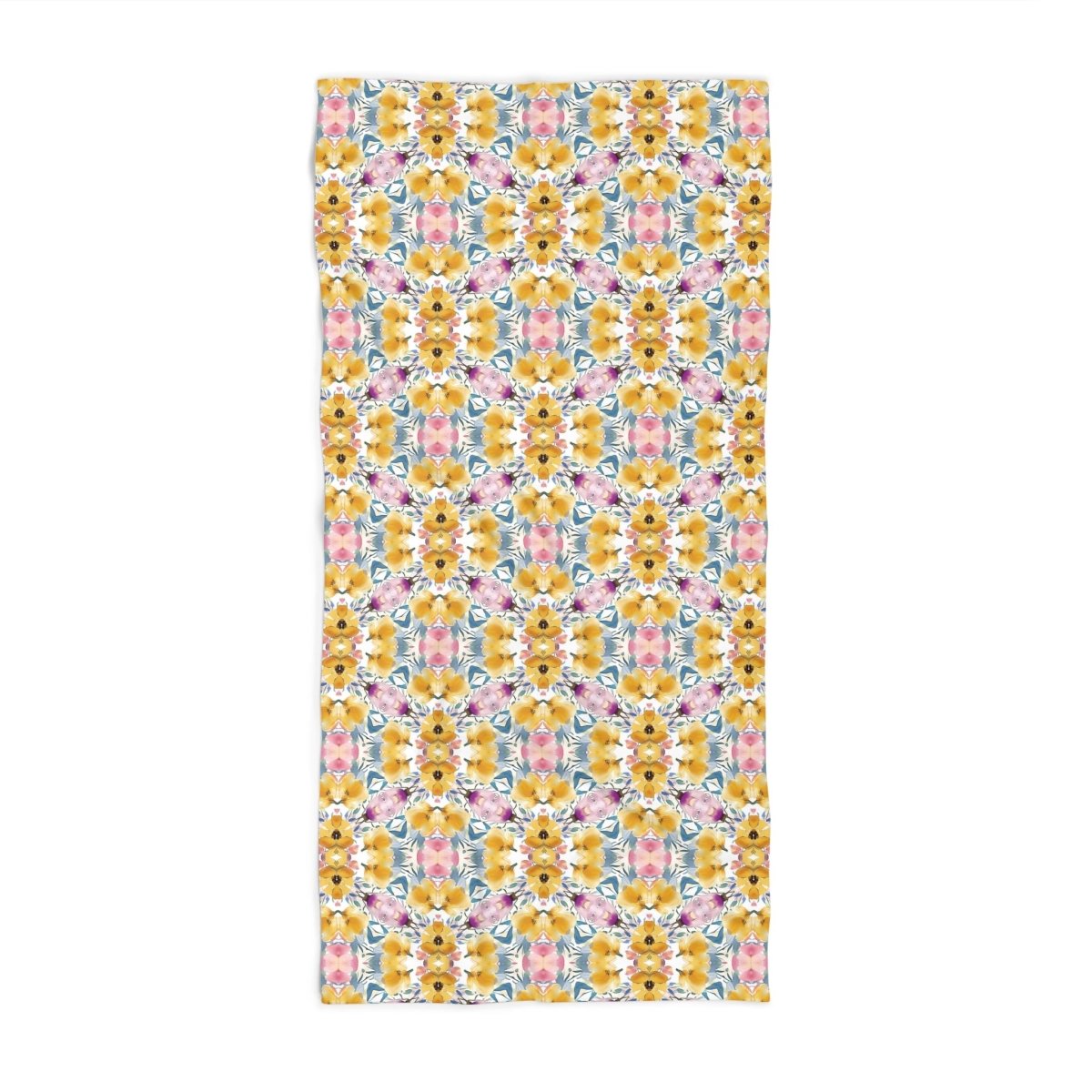 Aztec Floral Bows | Design 1 | Mirrored Watercolour | Beach Towel - Beach Towel - Piccolo Fiore Prints
