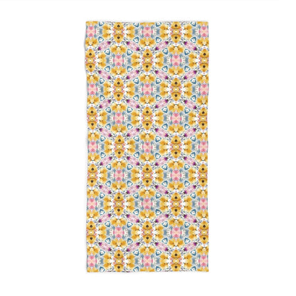 Aztec Floral Bows | Design 1 | Mirrored Watercolour | Beach Towel - Beach Towel - Piccolo Fiore Prints