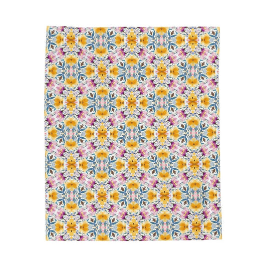 Aztec Floral Damask | Minky Throw Blanket - Minky Throw Blanket - Piccolo Fiore Prints