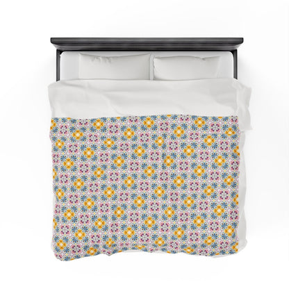 Aztec Retro Tile | Minky Throw Blanket - Minky Throw Blanket - Piccolo Fiore Prints