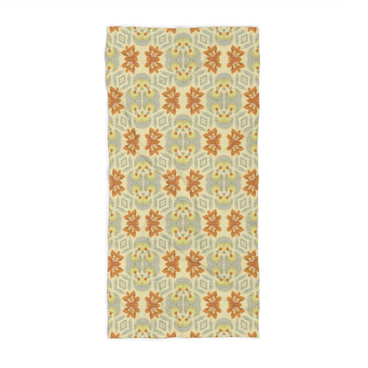Bella Bouquet Damask in Soft Cream and Grey | Beach Towel - Beach Towel - Piccolo Fiore Prints