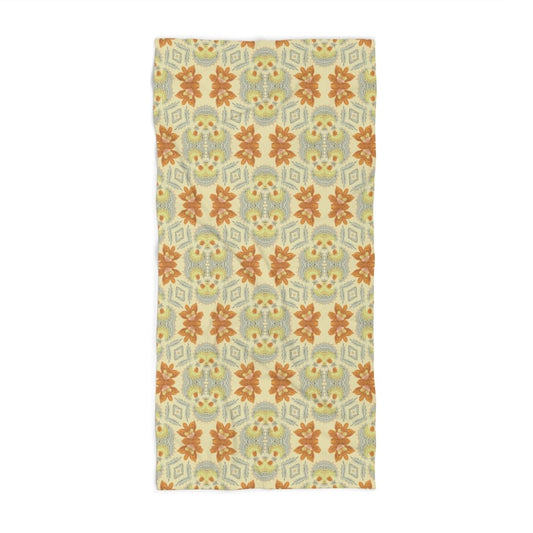 Bella Bouquet Damask in Soft Cream and Grey | Beach Towel - Beach Towel - Piccolo Fiore Prints