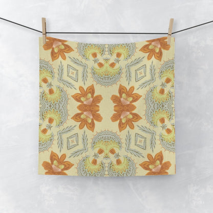 Bella Bouquet Damask in Soft Cream and Grey | Face Towel - Face Towel - Piccolo Fiore Prints
