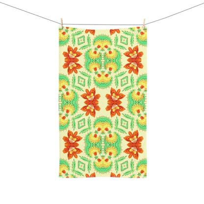 Bella Bouquet Floral Damask in Brightest Cream and Green | Hand Towel - Hand Towel - Piccolo Fiore Prints