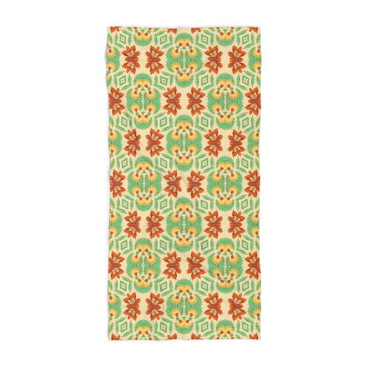 Bella Bouquet Floral Damask in Classic Cream and Green | Beach Towel - Beach Towel - Piccolo Fiore Prints