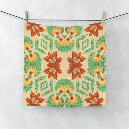 Bella Bouquet Floral Damask in Classic Cream and Green | Face Towel - Face Towel - Piccolo Fiore Prints