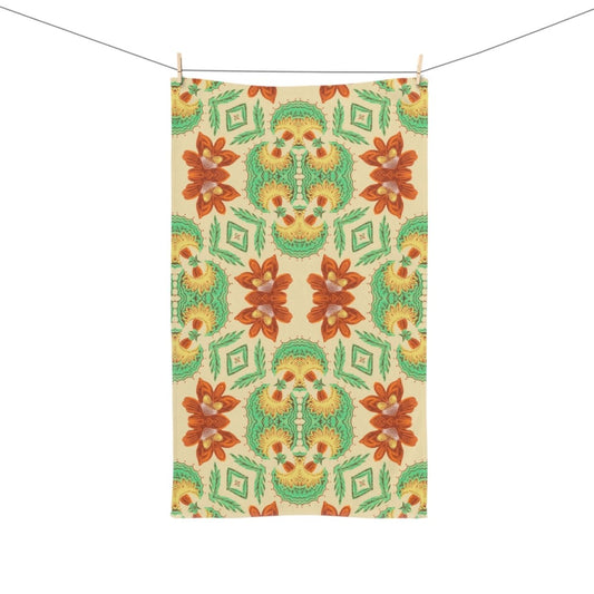 Bella Bouquet Floral Damask in Classic Cream and Green | Hand Towel - Hand Towel - Piccolo Fiore Prints