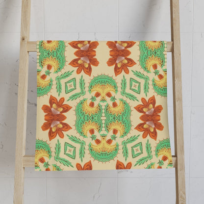Bella Bouquet Floral Damask in Classic Cream and Green | Hand Towel - Hand Towel - Piccolo Fiore Prints