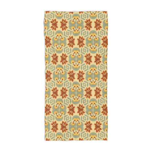 Bella Bouquet Floral Damask in Country Cream and Blue | Beach Towel - Beach Towel - Piccolo Fiore Prints