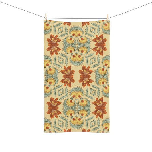 Bella Bouquet Floral Damask in Country Cream and Blue | Hand Towel - Hand Towel - Piccolo Fiore Prints