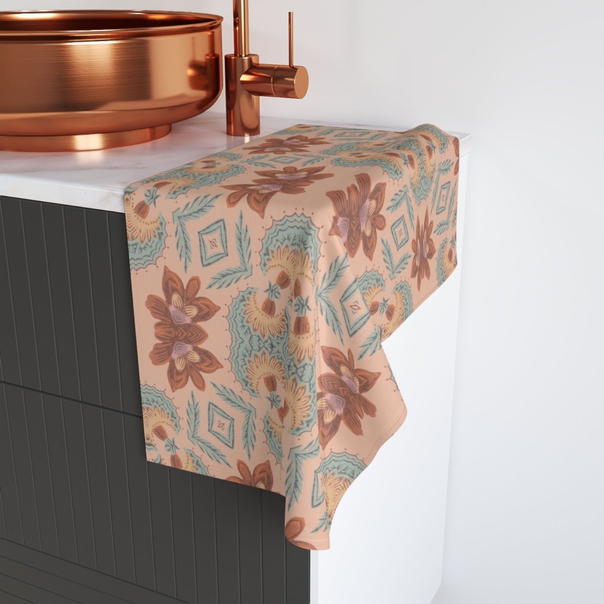 Bella Bouquet Floral Damask in Plaster Pink | Hand Towel - Hand Towel - Piccolo Fiore Prints