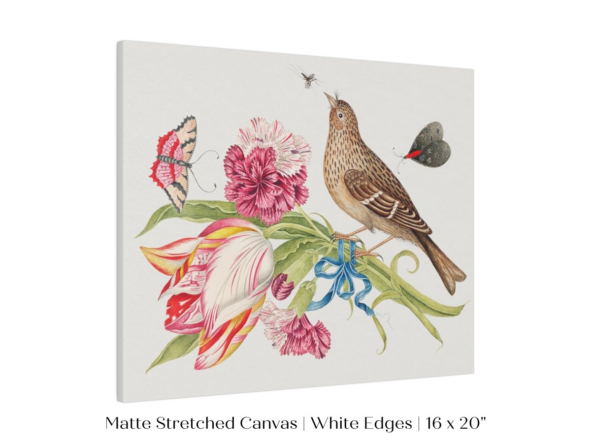 Bird, Butterfly and Flowers Illustration | P165 - Single Art Prints - Piccolo Fiore Prints