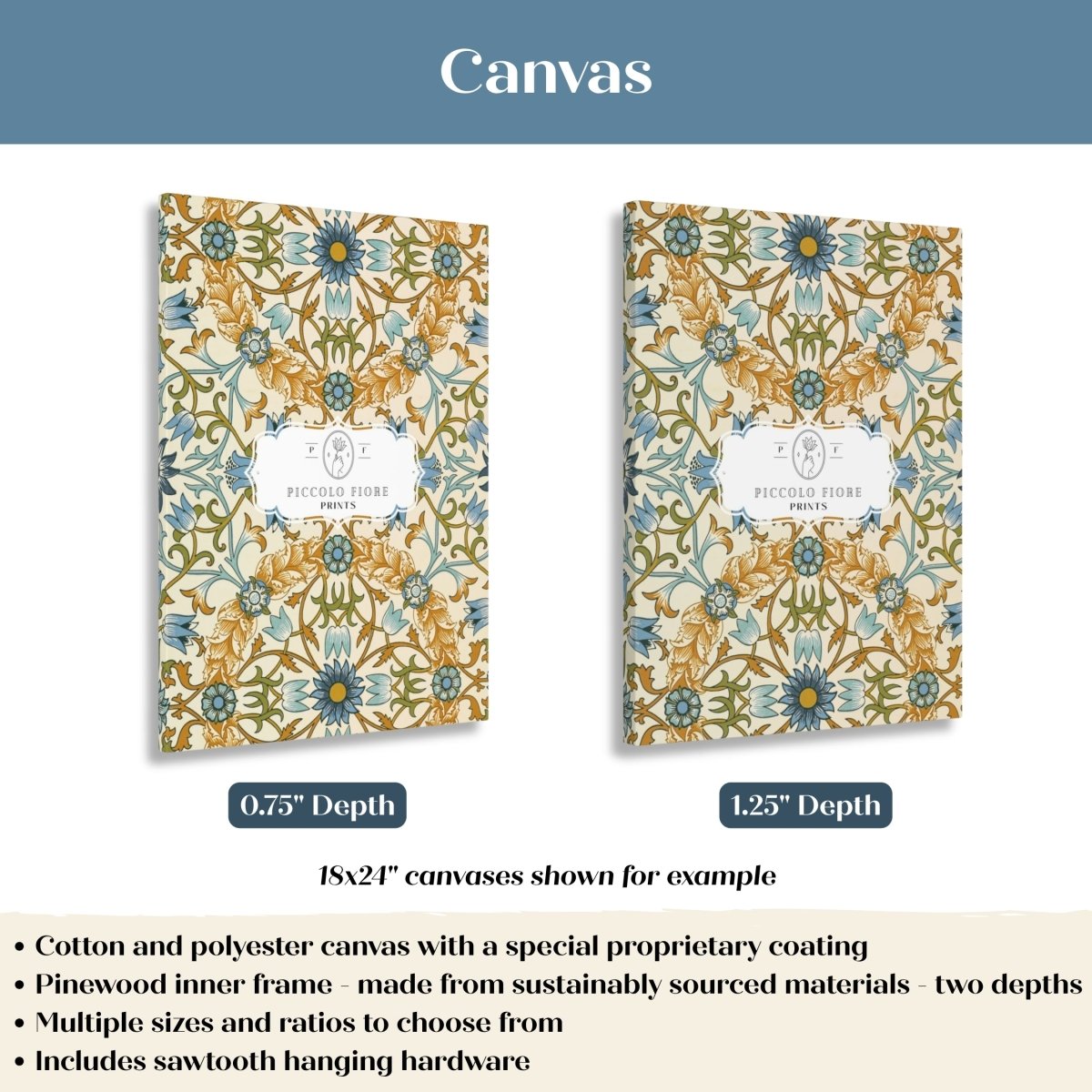 Stretched Canvas Infographic | P164 - Piccolo Fiore Prints