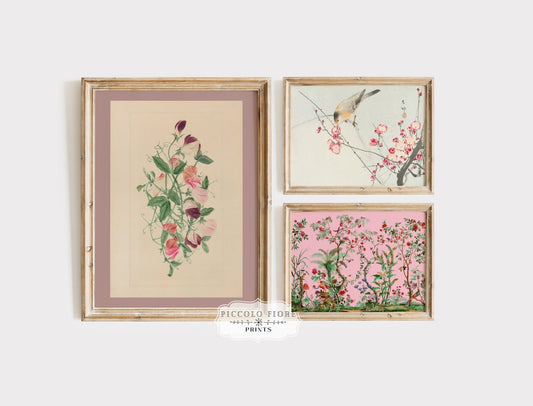 Birds and Flowers | Gallery Wall Set | 3 Prints | M8 - 2.3 - Gallery Wall Set - Piccolo Fiore Prints