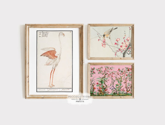 Birds and Flowers | Gallery Wall Set | 3 Prints | M8 - 2.4 - Gallery Wall Set - Piccolo Fiore Prints