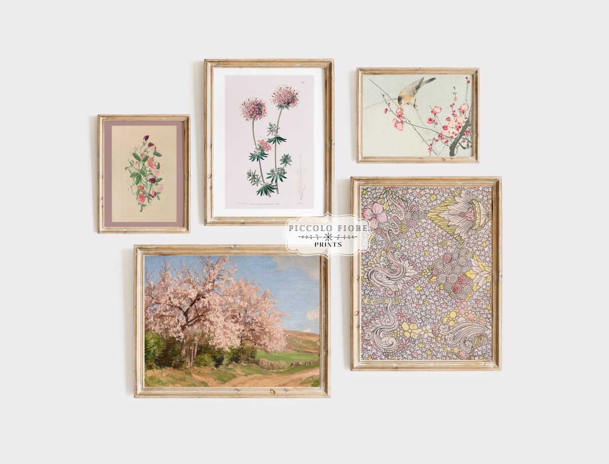 Birds and Flowers | Gallery Wall Set | 5 Prints | M8 - 2.9 - Gallery Wall Set - Piccolo Fiore Prints
