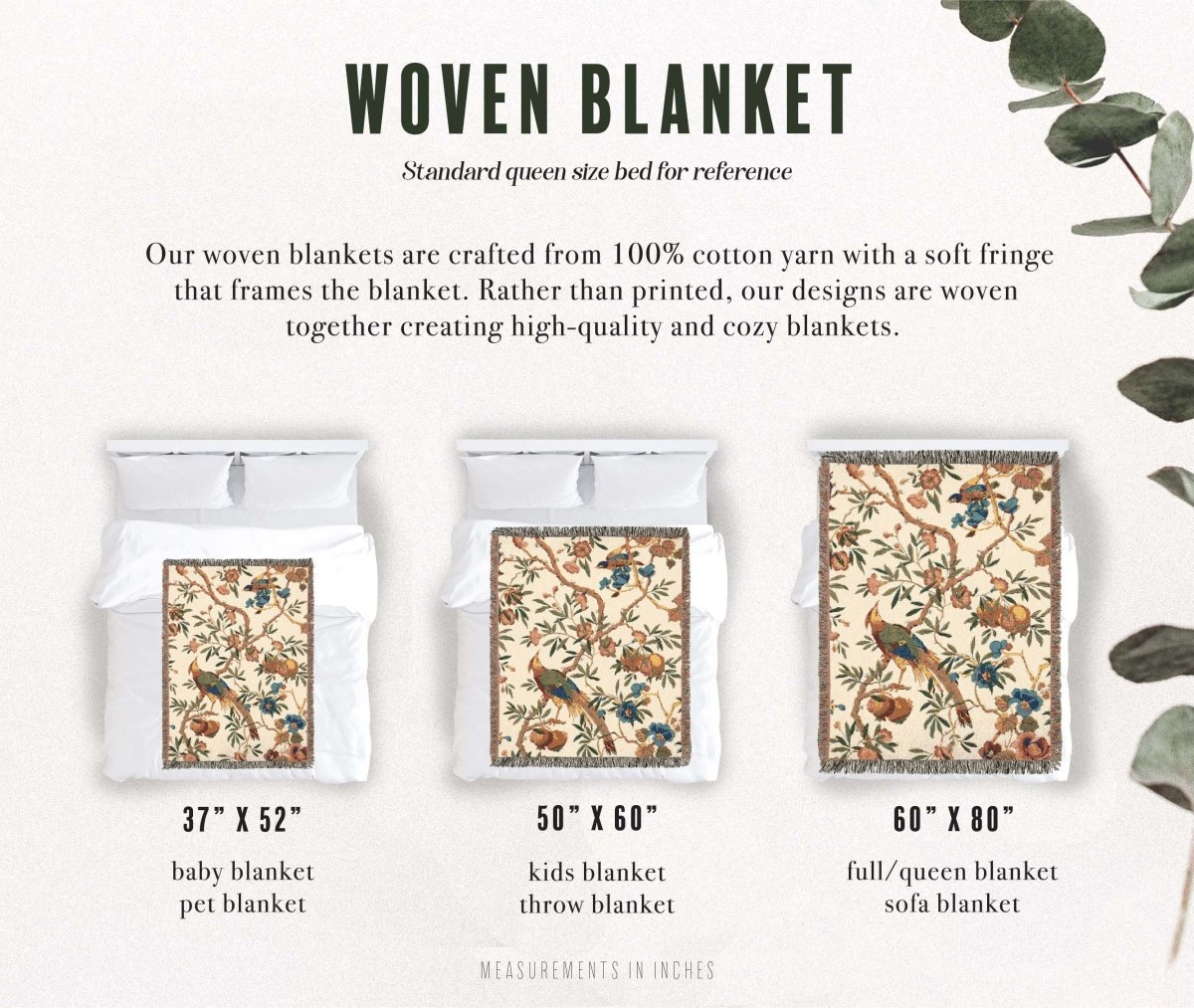 Birds and Fruit | Brightest Cream | Woven Blanket - Woven Blanket - Piccolo Fiore Prints