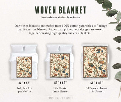Birds and Fruit | Brightest Cream | Woven Blanket - Woven Blanket - Piccolo Fiore Prints