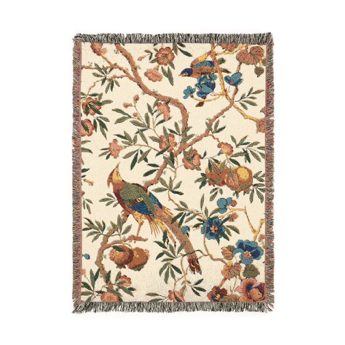 Birds and Fruit | Brightest Cream | Woven Blanket - Woven Blanket - Piccolo Fiore Prints
