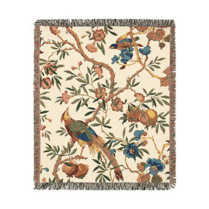 Birds and Fruit | Brightest Cream | Woven Blanket - Woven Blanket - Piccolo Fiore Prints
