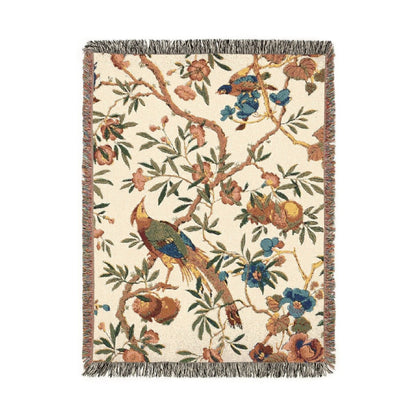 Birds and Fruit | Brightest Cream | Woven Blanket - Woven Blanket - Piccolo Fiore Prints