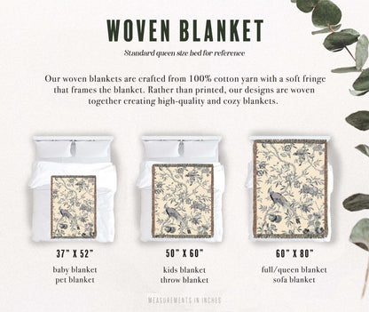 Birds and Fruit | Grey and Cream | Woven Blanket - Woven Blanket - Piccolo Fiore Prints