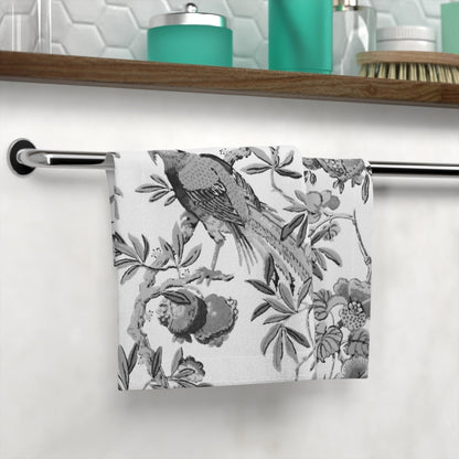 Birds and Fruit in Black and White | Face Towel - Face Towel - Piccolo Fiore Prints