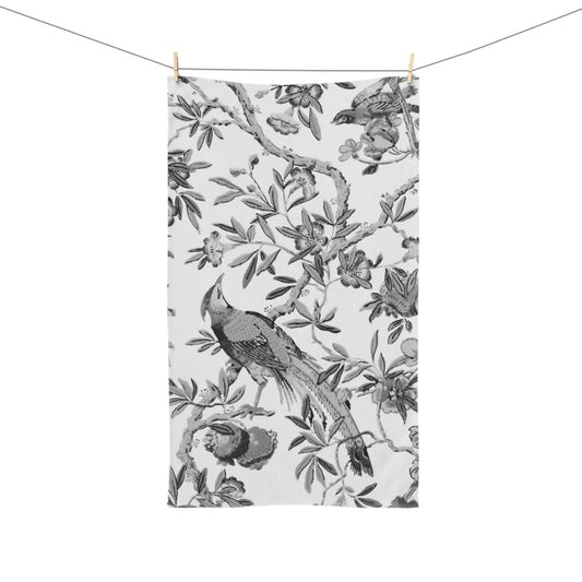 Birds and Fruit in Black and White | Hand Towel - Hand Towel - Piccolo Fiore Prints