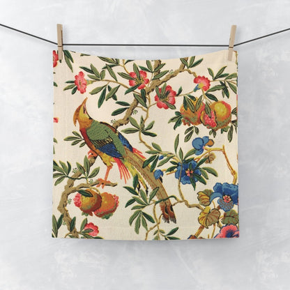 Birds and Fruit in Bright Cream | Face Towel - Face Towel - Piccolo Fiore Prints