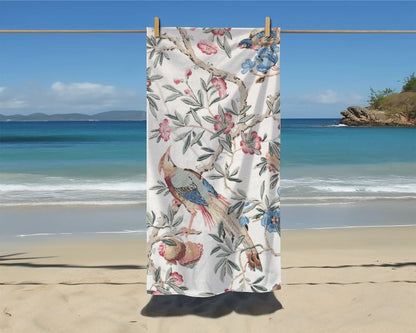 Birds and Fruit in Pastel | Beach Towel - Beach Towel - Piccolo Fiore Prints