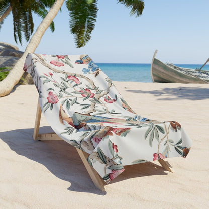 Birds and Fruit in Pastel | Beach Towel - Beach Towel - Piccolo Fiore Prints