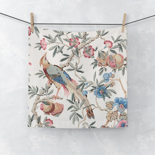 Birds and Fruit in Pastel | Face Towel - Face Towel - Piccolo Fiore Prints