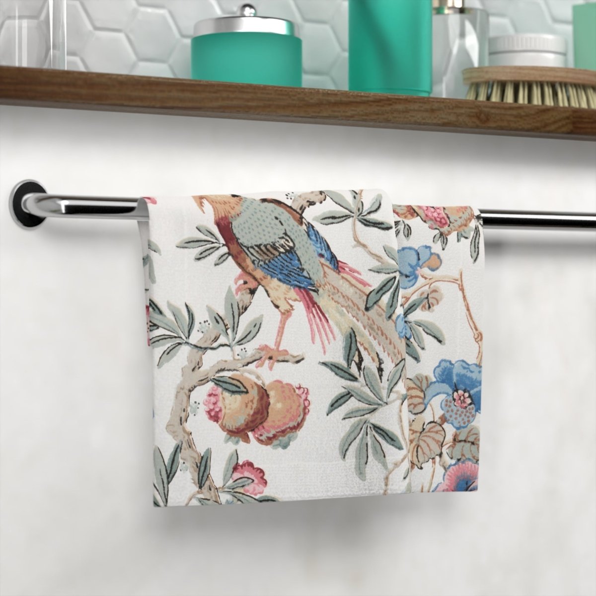 Birds and Fruit in Pastel | Face Towel - Face Towel - Piccolo Fiore Prints