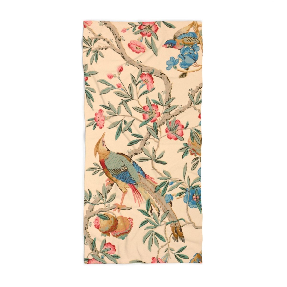 Birds and Fruit in Peach | Bath Towel - Bath Towel - Piccolo Fiore Prints