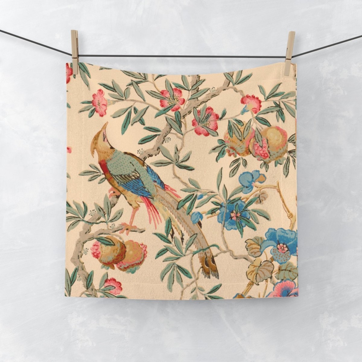 Birds and Fruit in Peach | Face Towel - Face Towel - Piccolo Fiore Prints