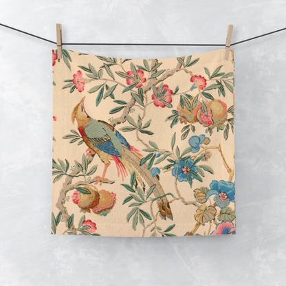 Birds and Fruit in Peach | Face Towel - Face Towel - Piccolo Fiore Prints