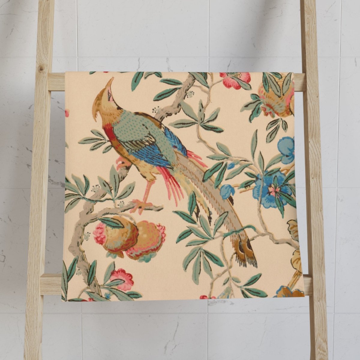 Birds and Fruit in Peach | Hand Towel - Hand Towel - Piccolo Fiore Prints