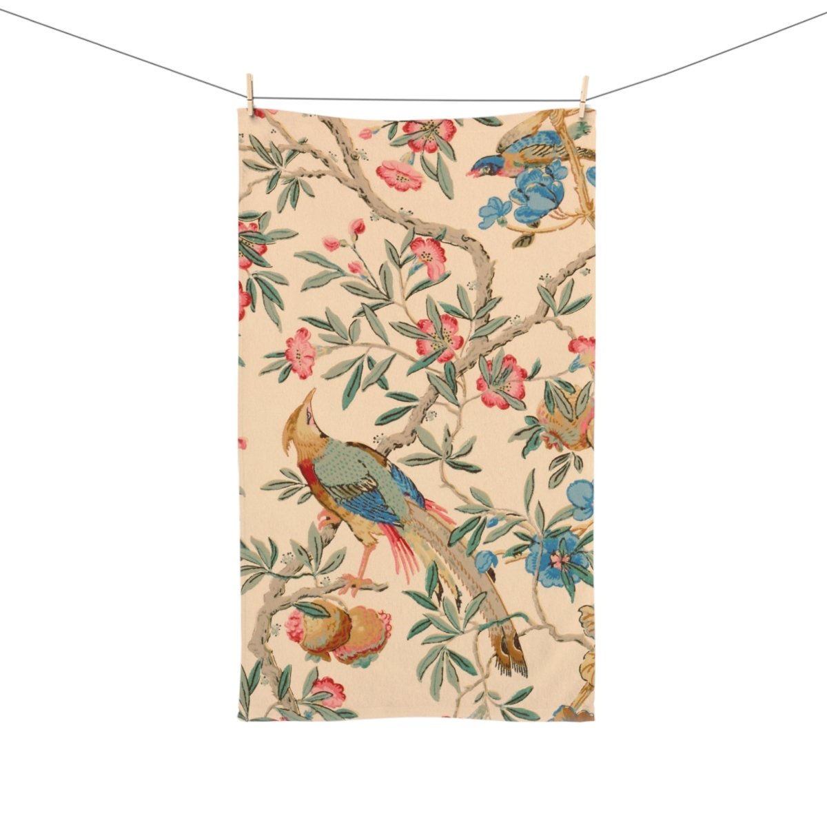 Birds and Fruit in Peach | Hand Towel - Hand Towel - Piccolo Fiore Prints