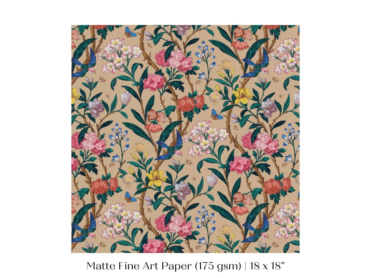 Birds, Butterflies, Bees and Blossom | Textile Art Print | P129 - Single Square Art Prints - Piccolo Fiore Prints