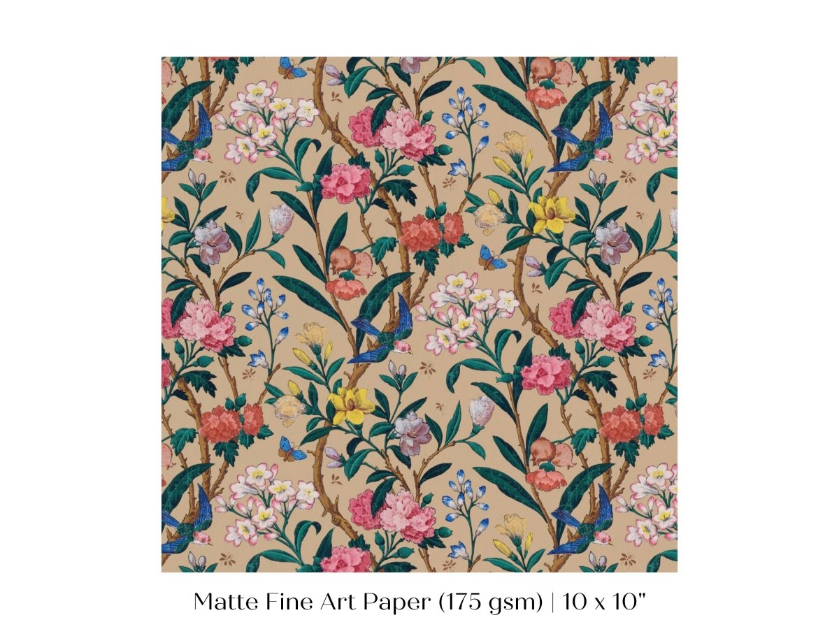 Birds, Butterflies, Bees and Blossom | Textile Art Print | P129 - Single Square Art Prints - Piccolo Fiore Prints