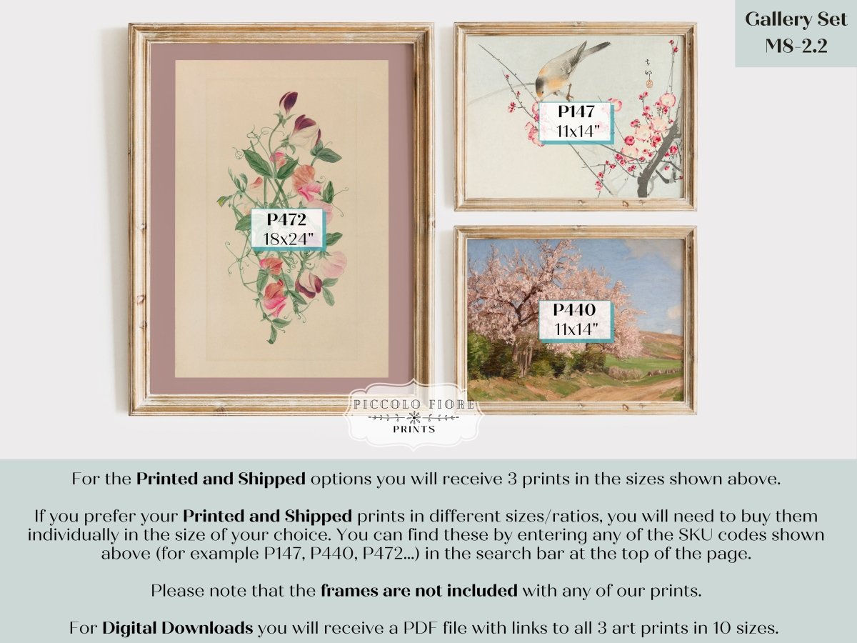 Birds, Flowers and Trees | Gallery Wall Set | 3 Prints | M8 - 2.2 - Gallery Wall Set - Piccolo Fiore Prints