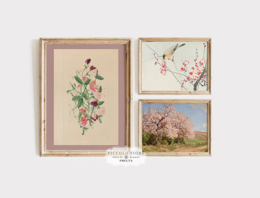 Birds, Flowers and Trees | Gallery Wall Set | 3 Prints | M8 - 2.2 - Gallery Wall Set - Piccolo Fiore Prints
