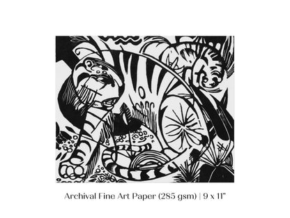 Black and White Abstract Tiger | P490 - Single Art Prints - Piccolo Fiore Prints