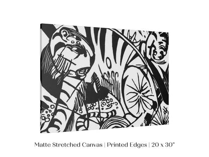 Black and White Abstract Tiger | P490 - Single Art Prints - Piccolo Fiore Prints
