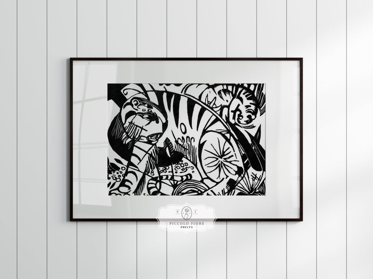 Black and White Abstract Tiger | P490 - Single Art Prints - Piccolo Fiore Prints