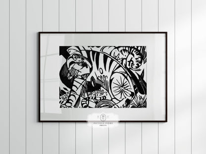 Black and White Abstract Tiger | P490 - Single Art Prints - Piccolo Fiore Prints