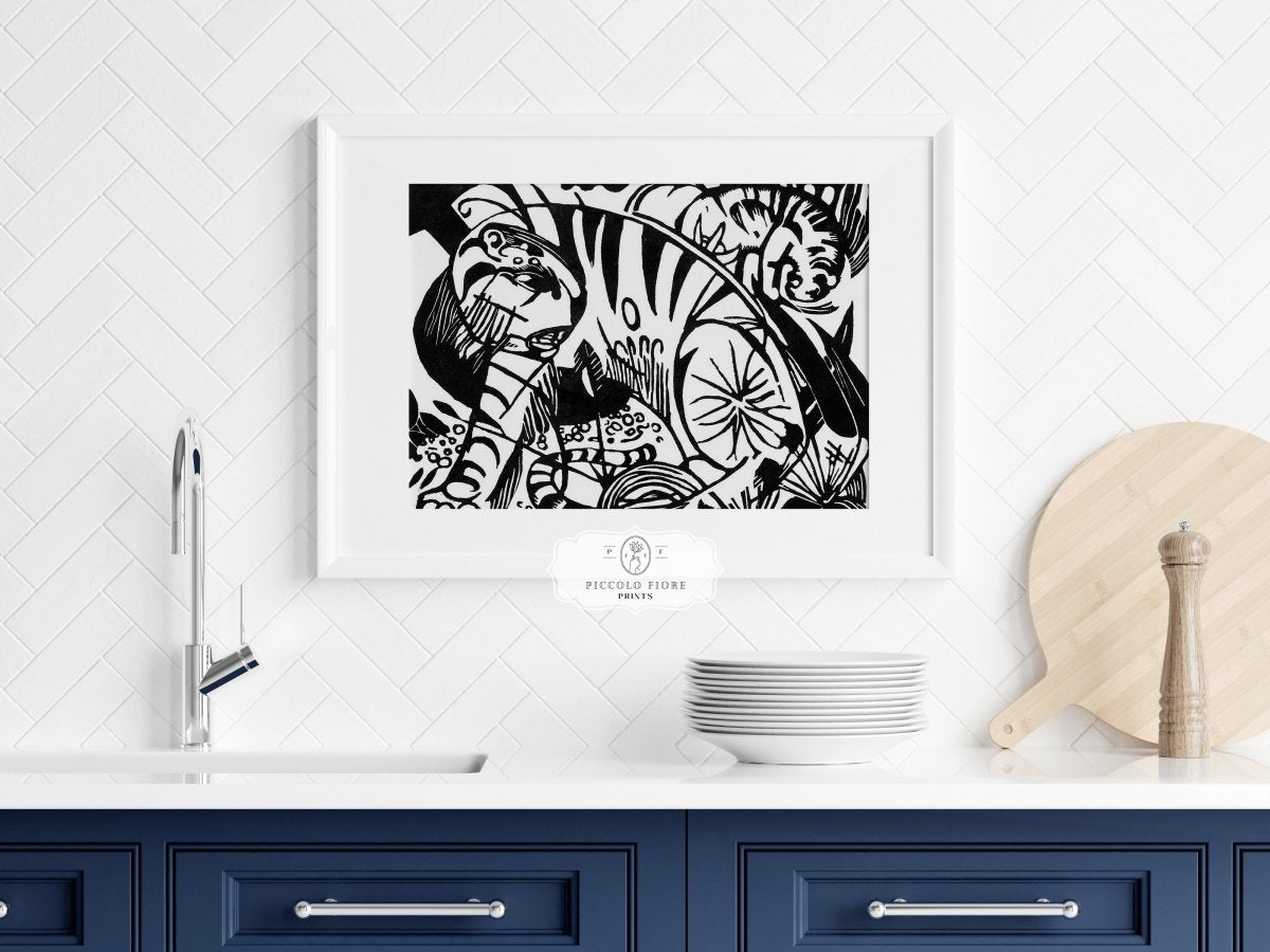 Black and White Abstract Tiger | P490 - Single Art Prints - Piccolo Fiore Prints