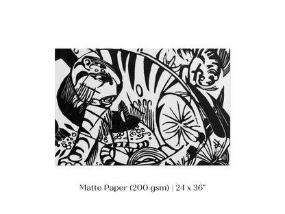 Black and White Abstract Tiger | P490 - Single Art Prints - Piccolo Fiore Prints