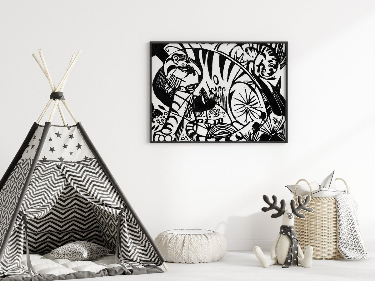 Black and White Abstract Tiger | P490 - Single Art Prints - Piccolo Fiore Prints
